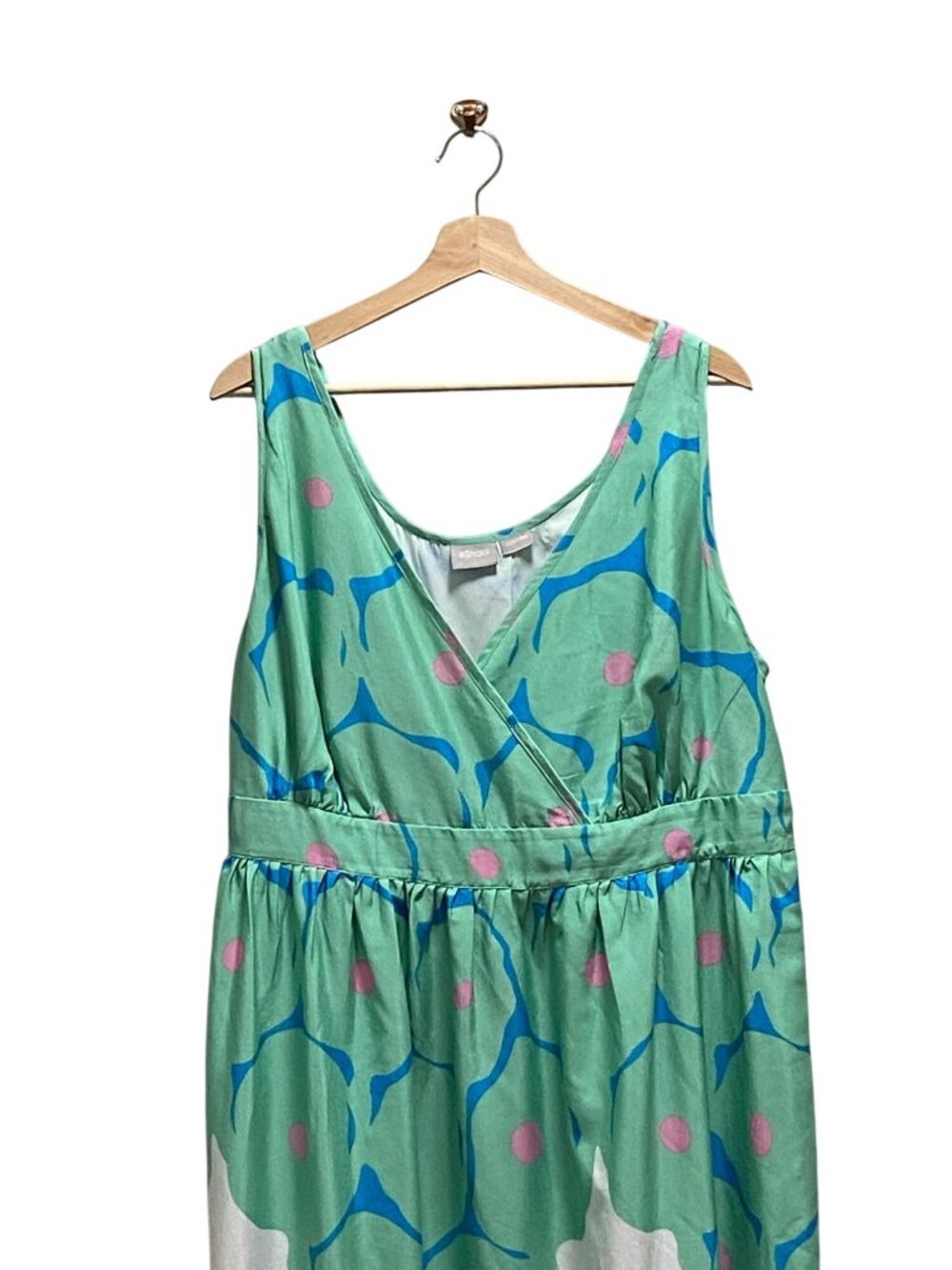 EShakti Printed Sleeveless Maxi Dress Green Size 2X Boho Spring Vacation Flowy - Picture 4 of 12
